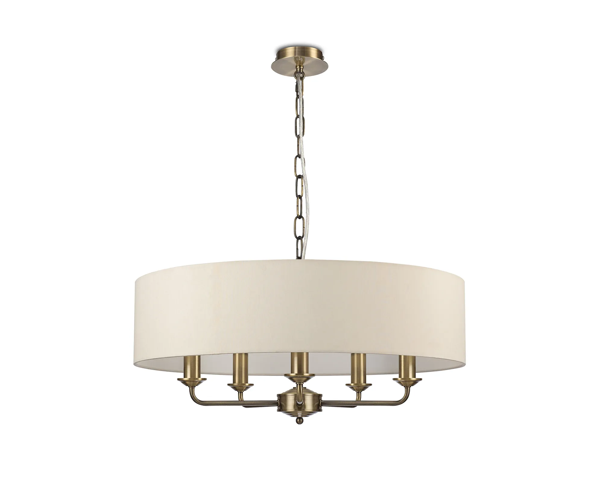 Banyan 60cm 5 Light Pendant Antique Brass, Ivory Pearl DK0037  Deco Banyan AB IV